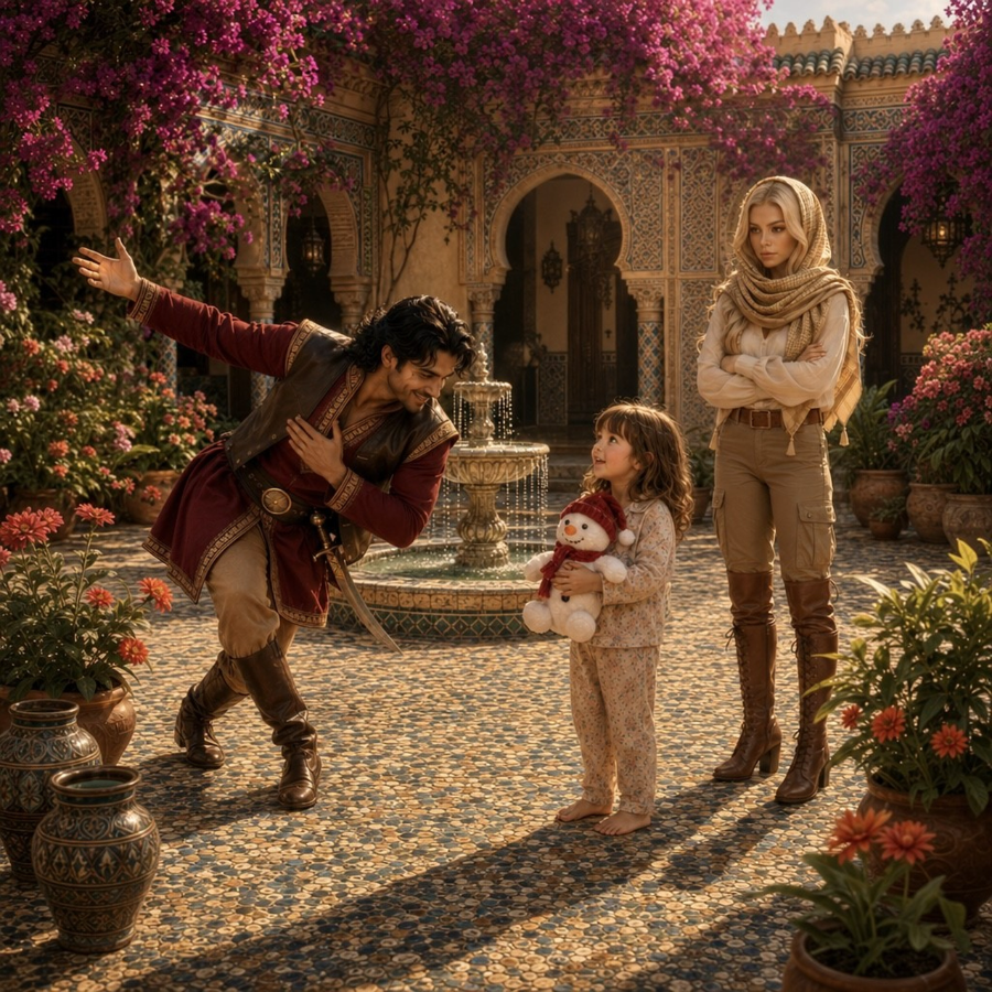Meeting Zafar in the courtyard